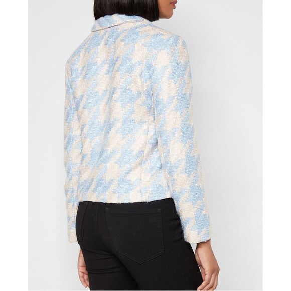New with Tags Express Jacket Blue Houndstooth Size Large - Picture 3 of 9